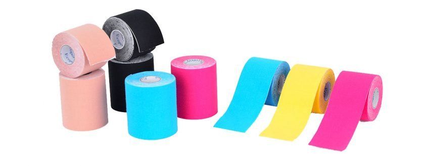 Kinesiotaping con la variedad de colores que algunos expertos emplean la cromoterapia 