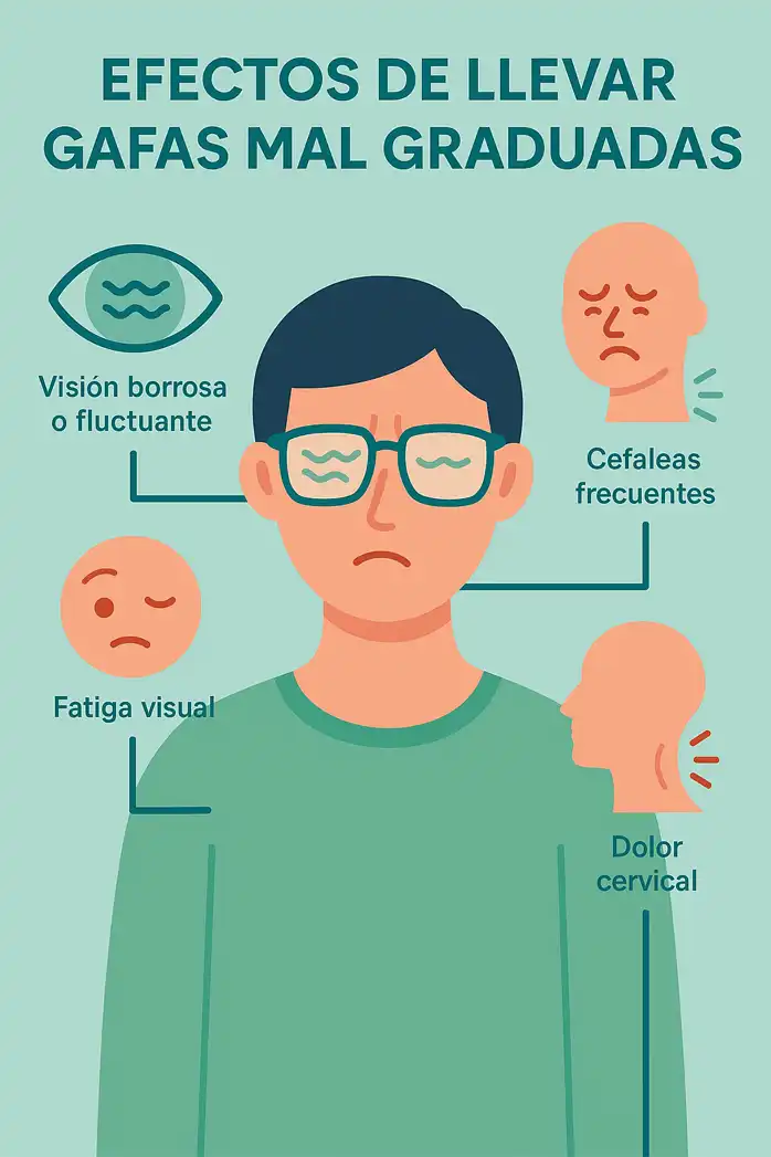 efectos de llevar gafas mal graduadas infografía