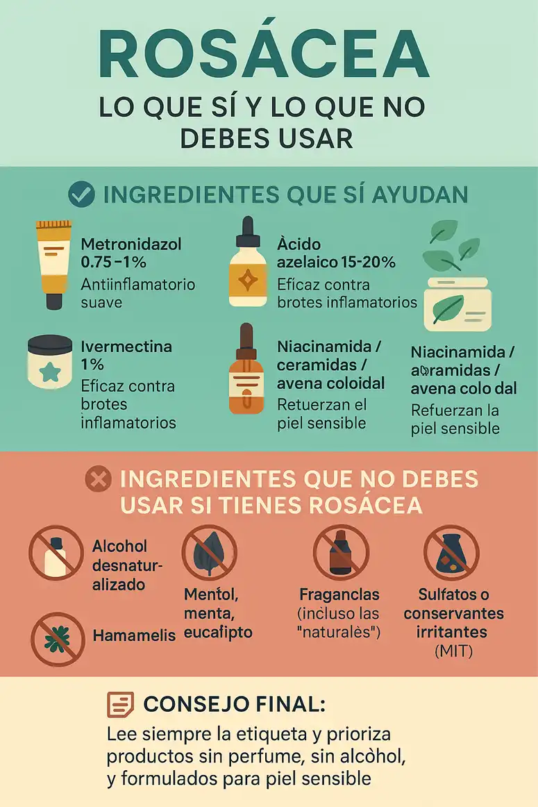 infografía rosácea lo que debes y no debes usar
