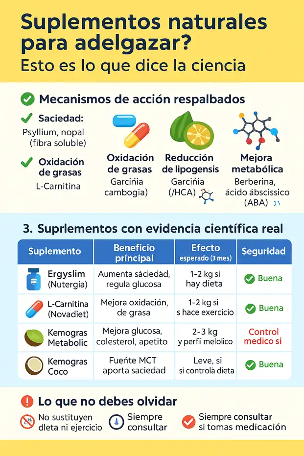 infografía sobre suplementos naturales para perder peso