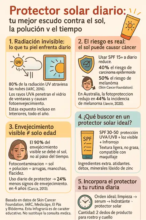 Por qué hay que usar protector solar todos los días infografía