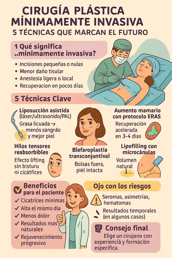 infografía técnicas en cirugía plástica mínimamente invasivas