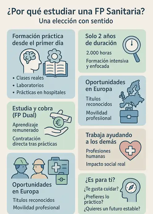Ventajas de estudiar una formación profesional del mundo sanitario infografía 1