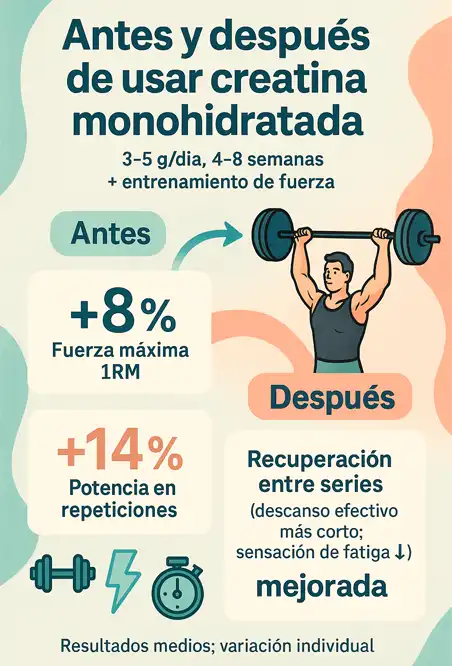 antes y despúes de usar creatina