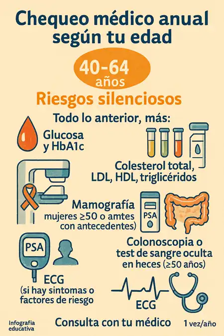 chequeo médico anual 40 a 60 años infografía