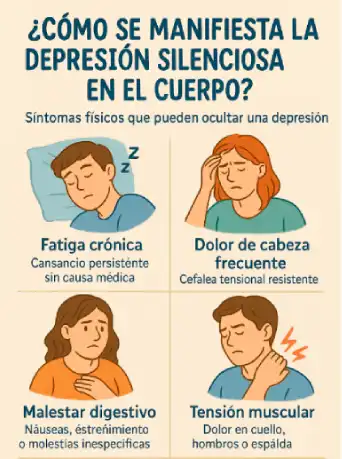 algunos síntomas de la depresión silenciosa infografía