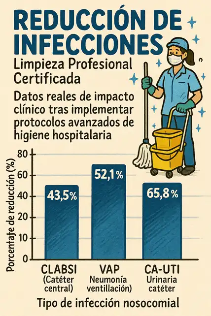 reducciones de infecciones con la limpieza profesional certificada infografía