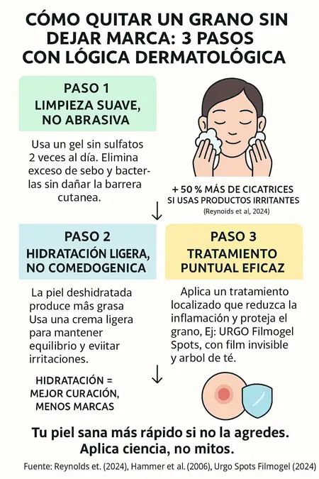 cómo quitar un grano sin dejar marca infografía