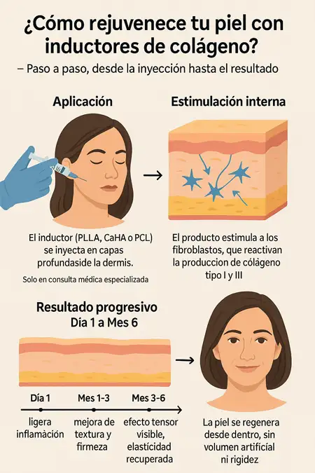 cómo rejuvenece tu piel con inductores de colágeno infografía