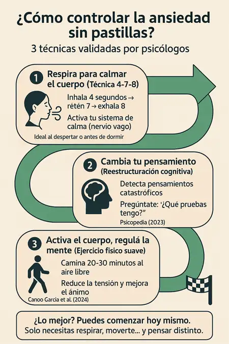 infografía cómo contgrolar la ansiedad sin pastillas