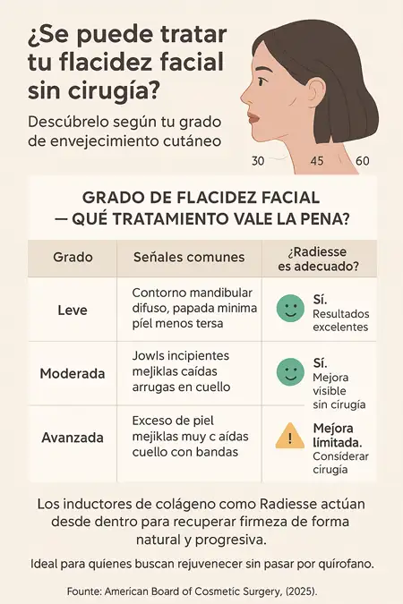 qué tipo de flacidez facial se puede tratar con inductores de colágeno infografía