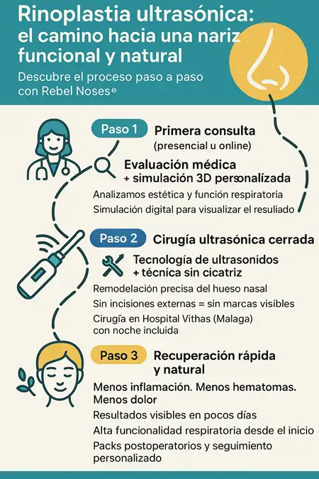 rinoplastia ultrasónica con Rebel Noses infografía
