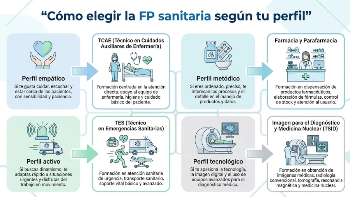 Cómo elegir la FP adecuada según el perfil personal infografía