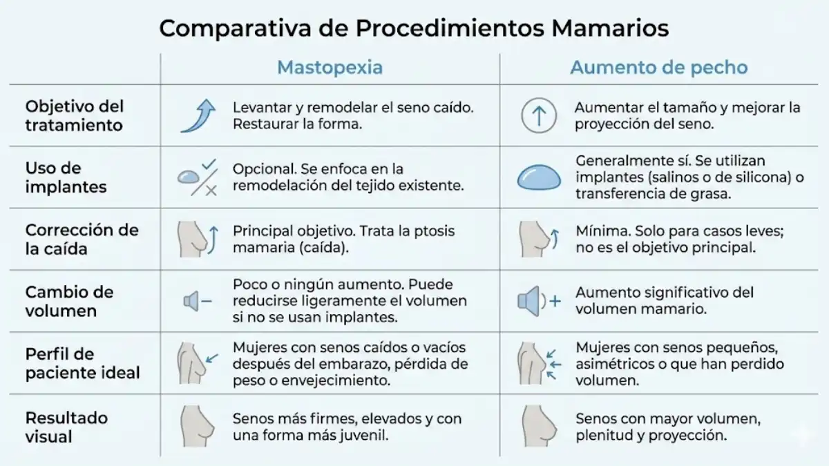 Mastopexia vs aumento de pecho