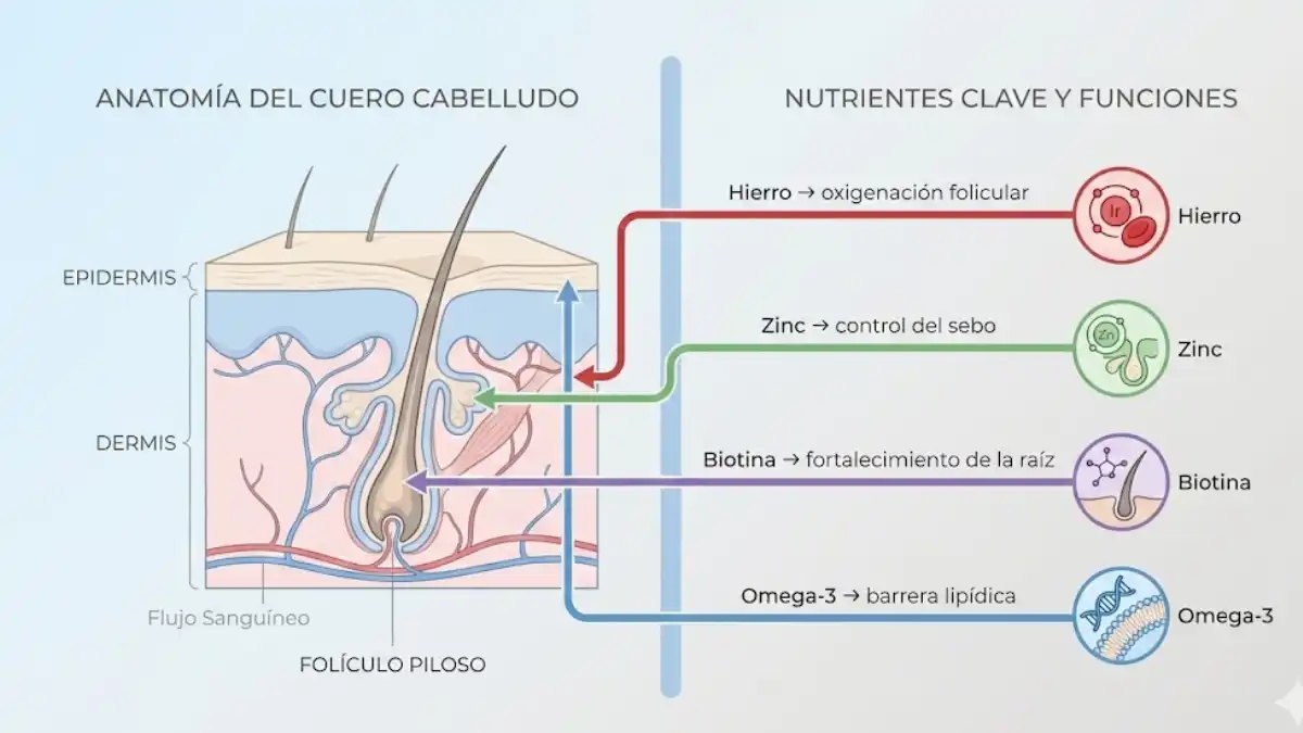 anatomía del cuero cabelludo infografía