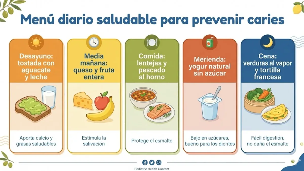 menú diario para prevenir caries infografía