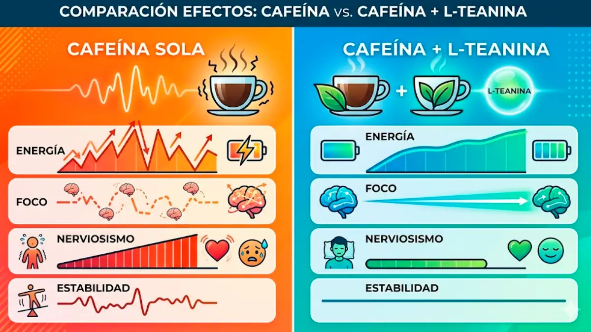 Cafeína sola vs. cafeína + L-teanina