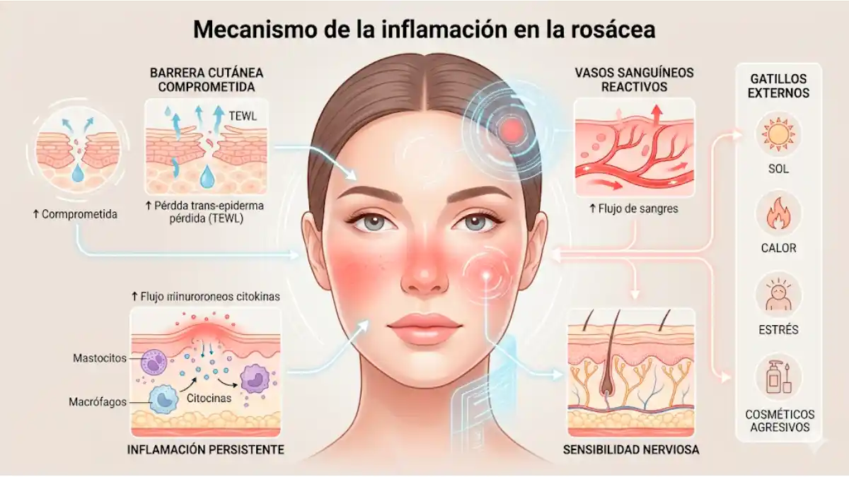 Qué relación tiene la inflamación con la rosácea