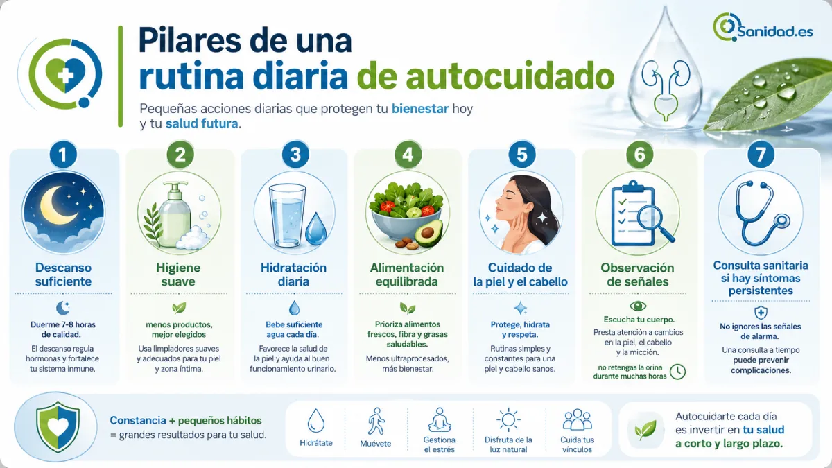 pilares de una rutina diaria de autocuidado infografía