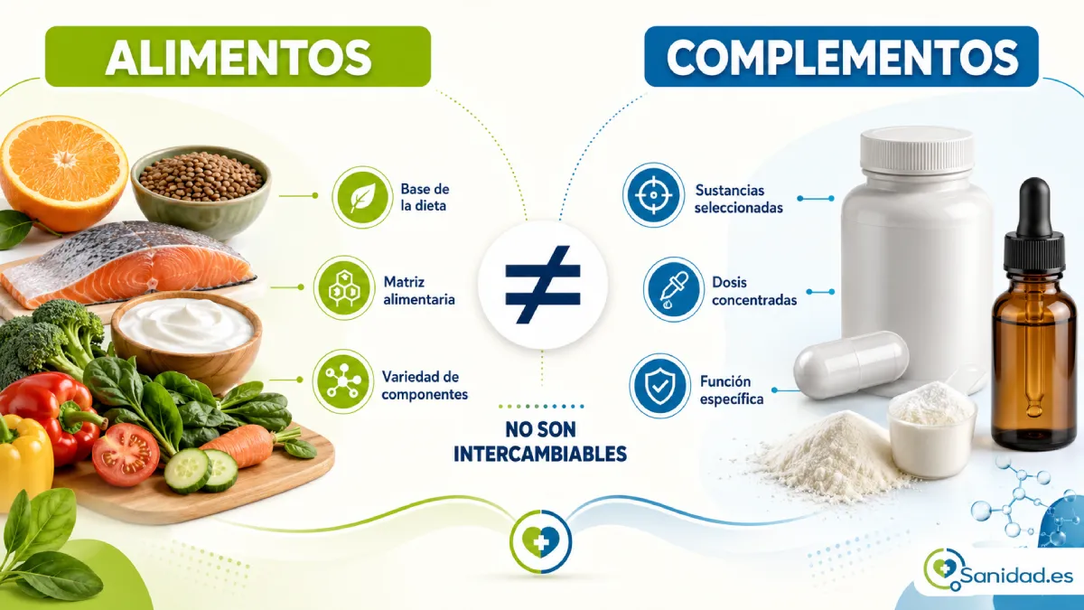 diferencia entre alimentos y complementos alimenticios