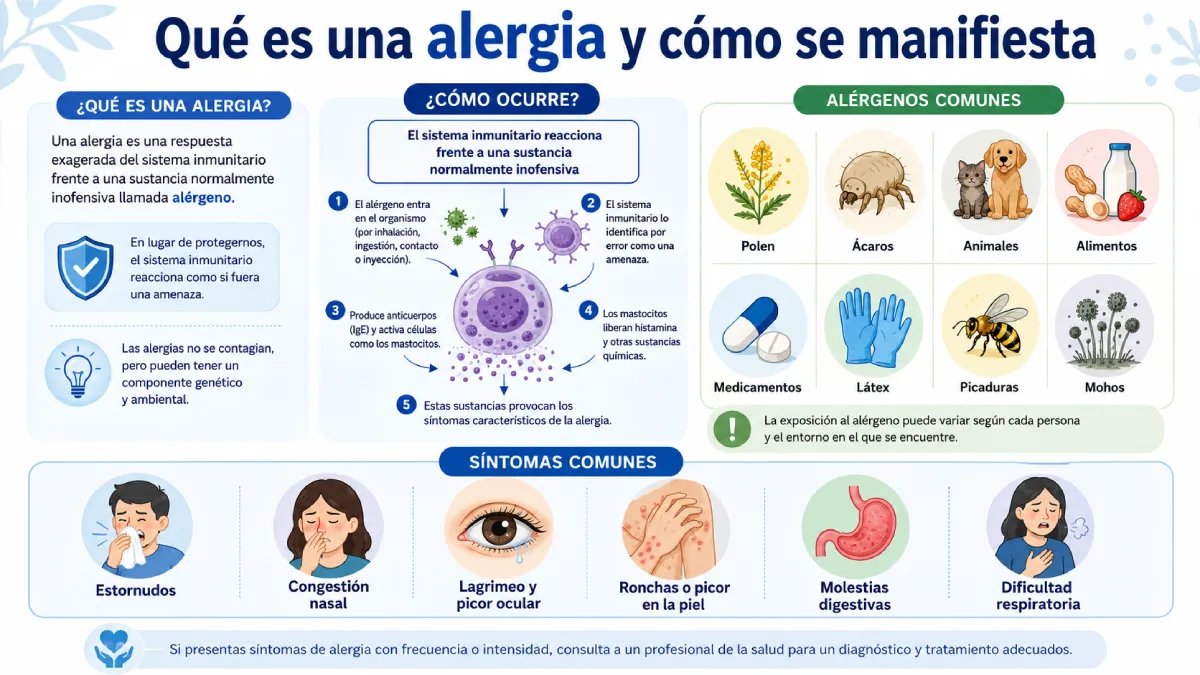 qué es una alergia y cómo se manifiesta infografía