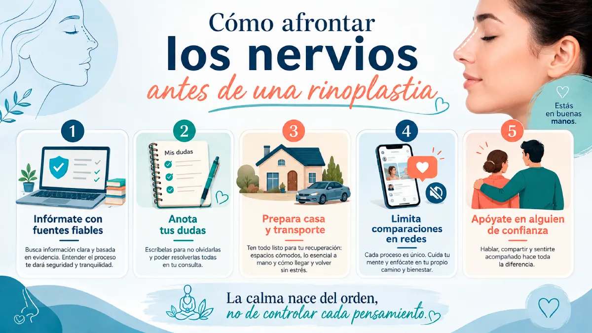 cómo afrontar los nervios antes de una rinopastia infografía
