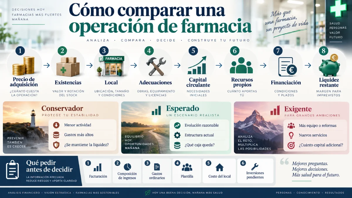 cómo comparar una operación de farmacia infografía