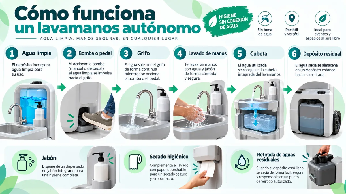 cómo funciona un lavamanos autónomo infografía