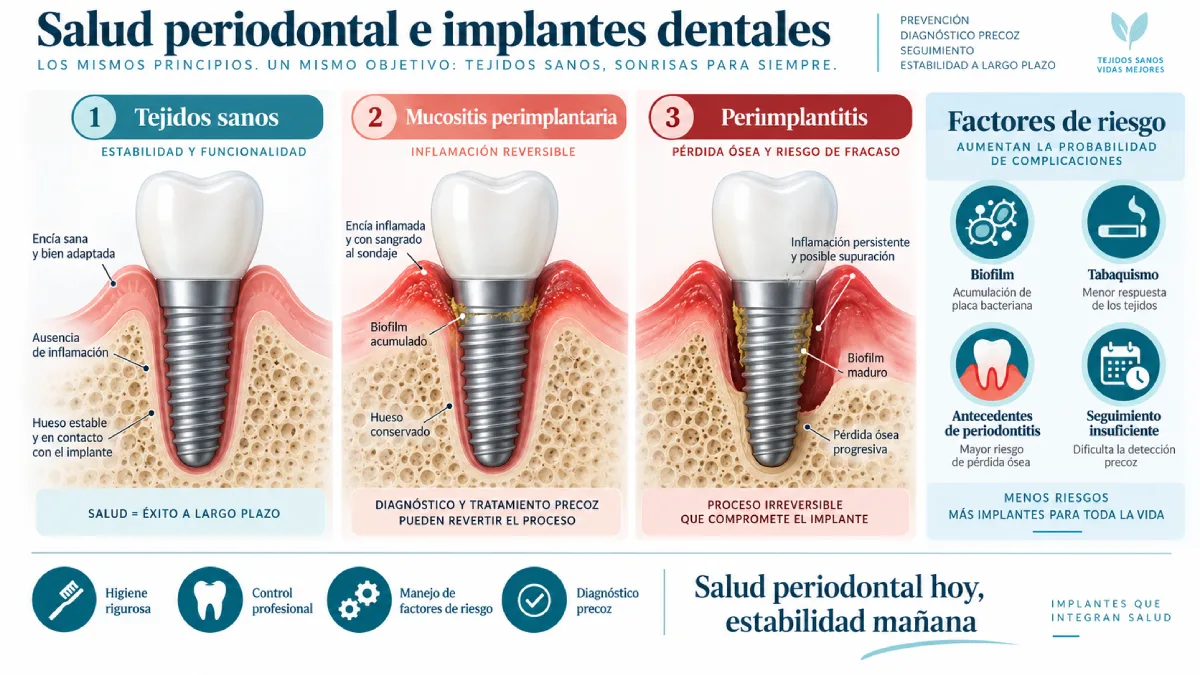 salud periodontal e implantes dentales infografía