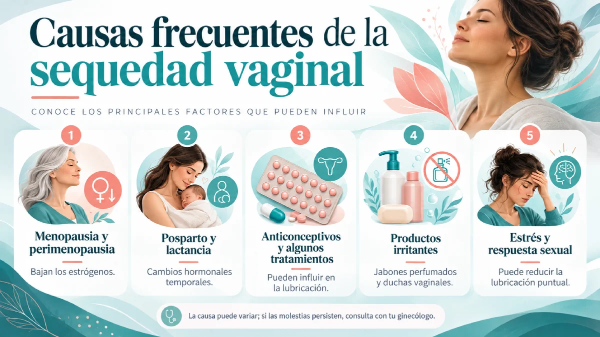 causas frecuentes de la sequedad vaignal infografía