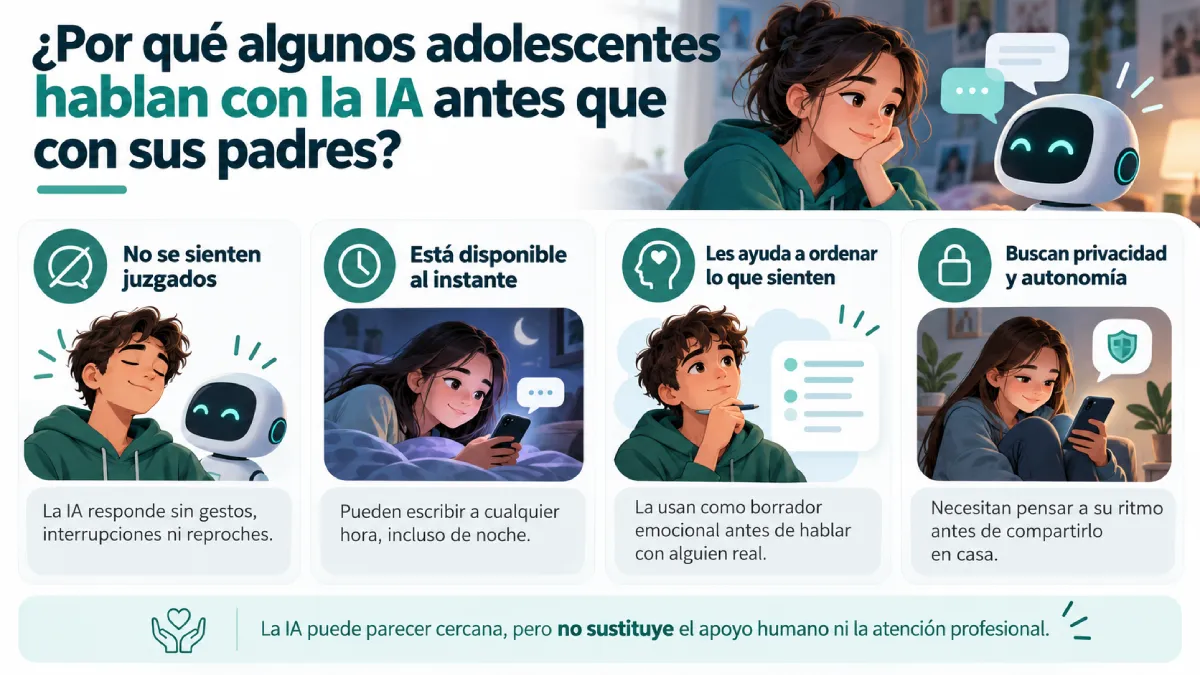 por qué algunos adolescentes hablan con la ia antes de que con sus padres infografía